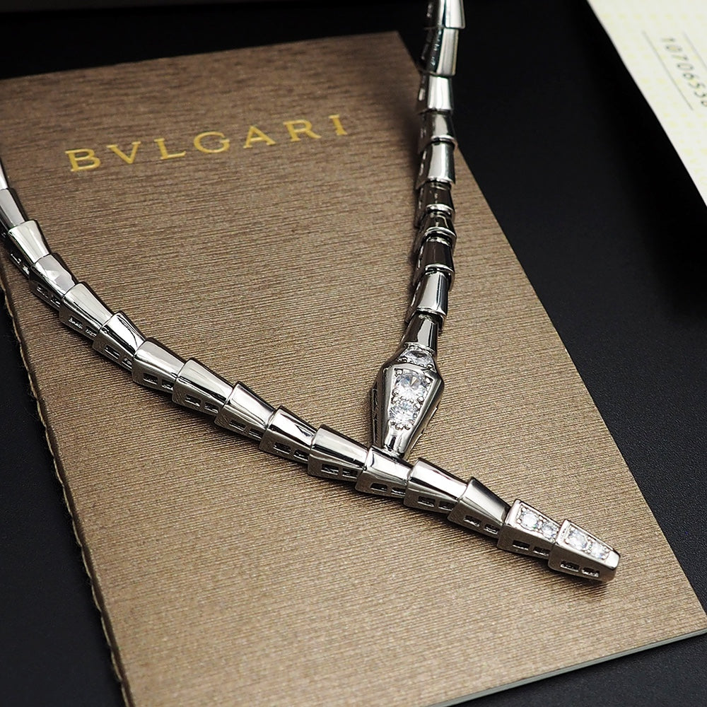 18K BVLGARI Serpenti Viper Demi-Pave Diamonds Necklace