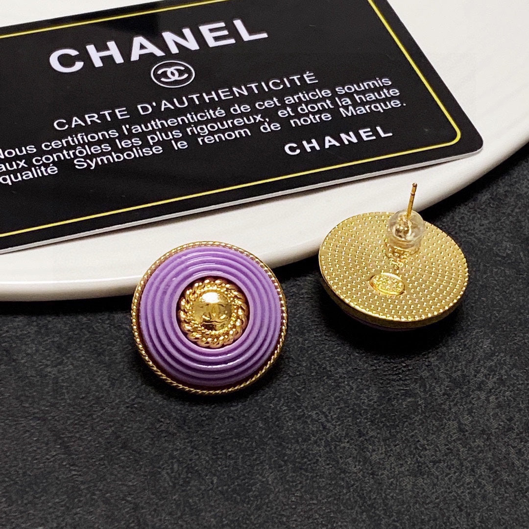 18K  Chanel Purple Resin Earrings