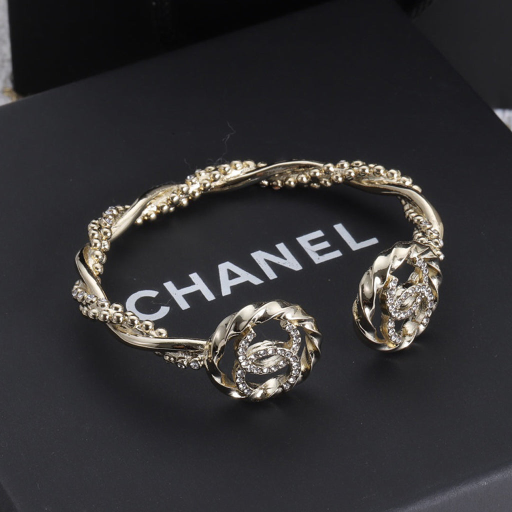 18K Double  Chanel Open Bracelet