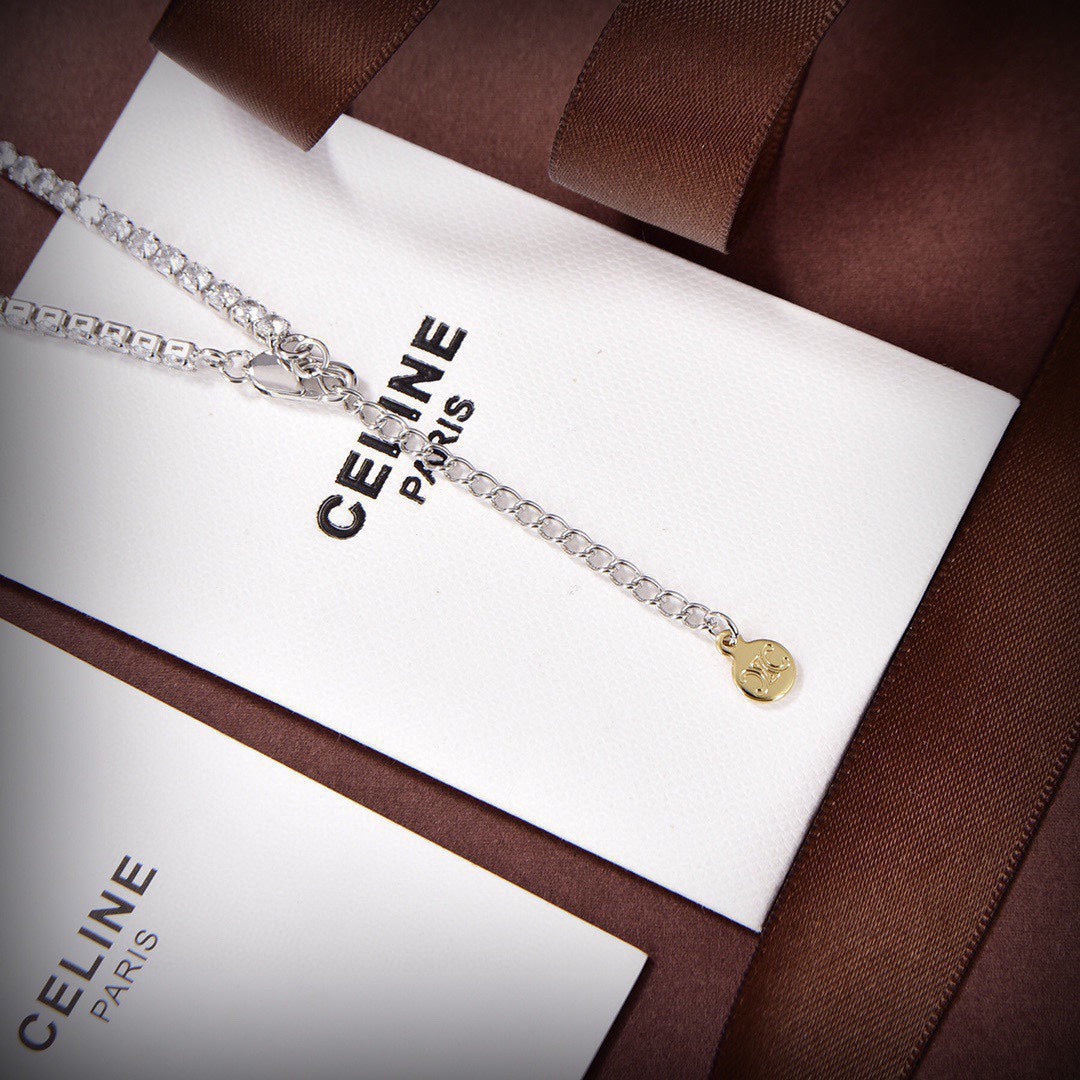 18K Celine Crystals Link Necklace