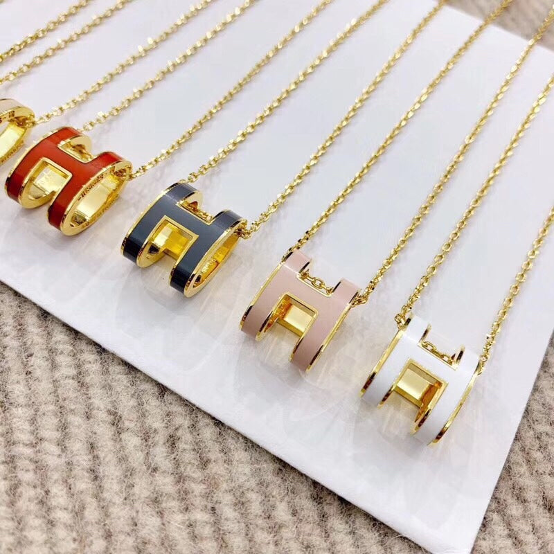 18K Mini Pop Hermes Pink Necklace