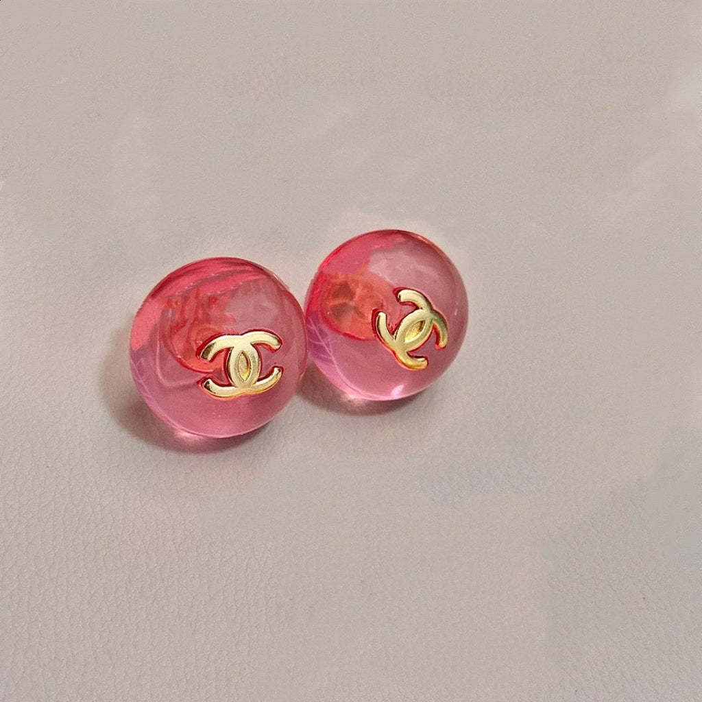 18K  Chanel Pink Crystal Earrings