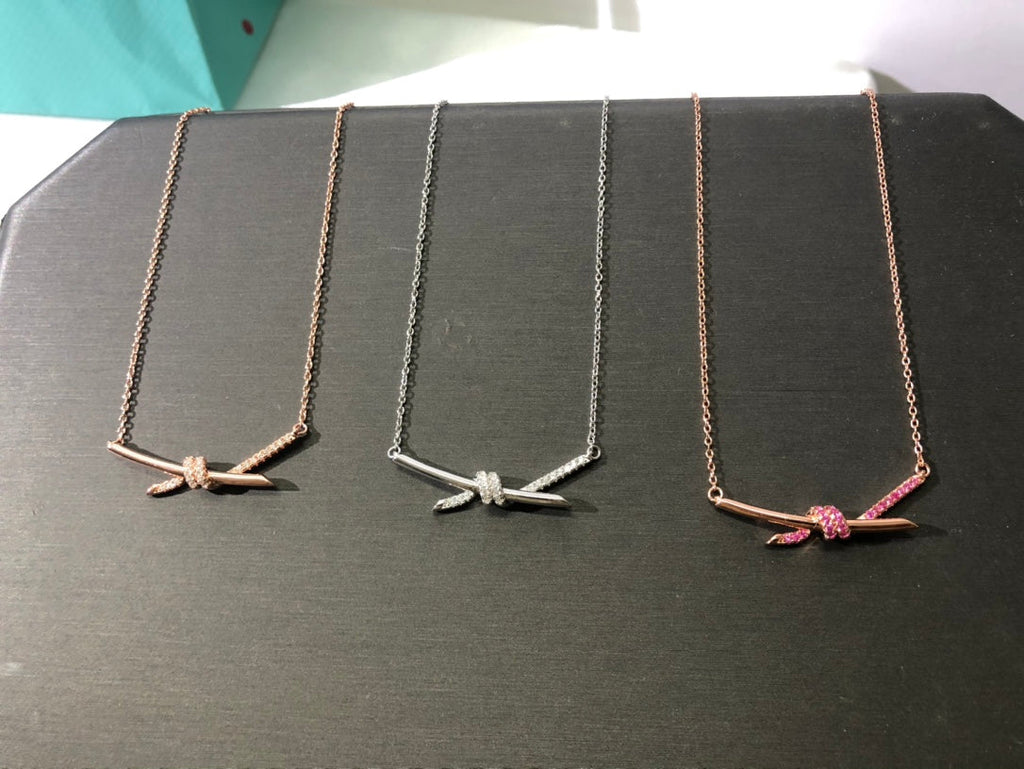 18K Tiffany Knot Pendant Diamond Necklace