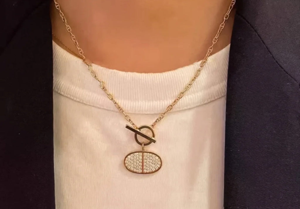 18K Chaine D'ancre Contour Pendant Hermes Necklace