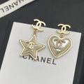 18K  Chanel Heart & Star Earrings