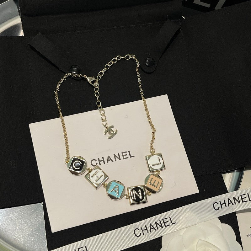 18K  Chanel Color Logo Choker Necklace
