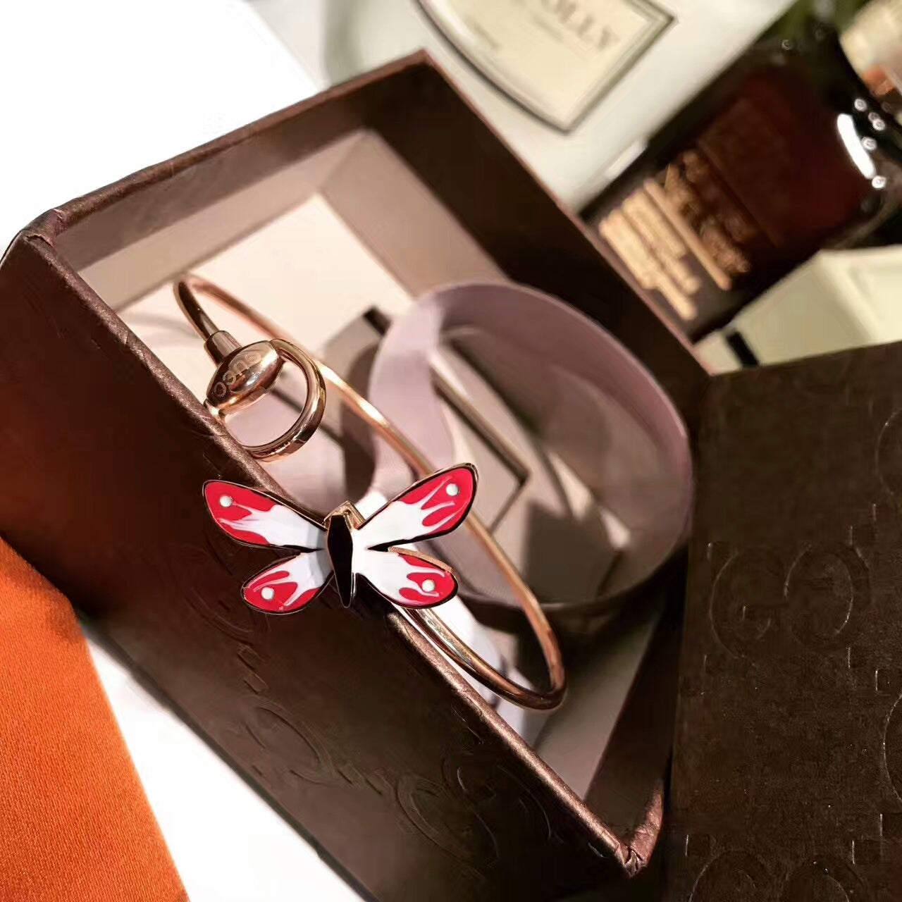 18K Double Gucci Flora Bangle Bracelet