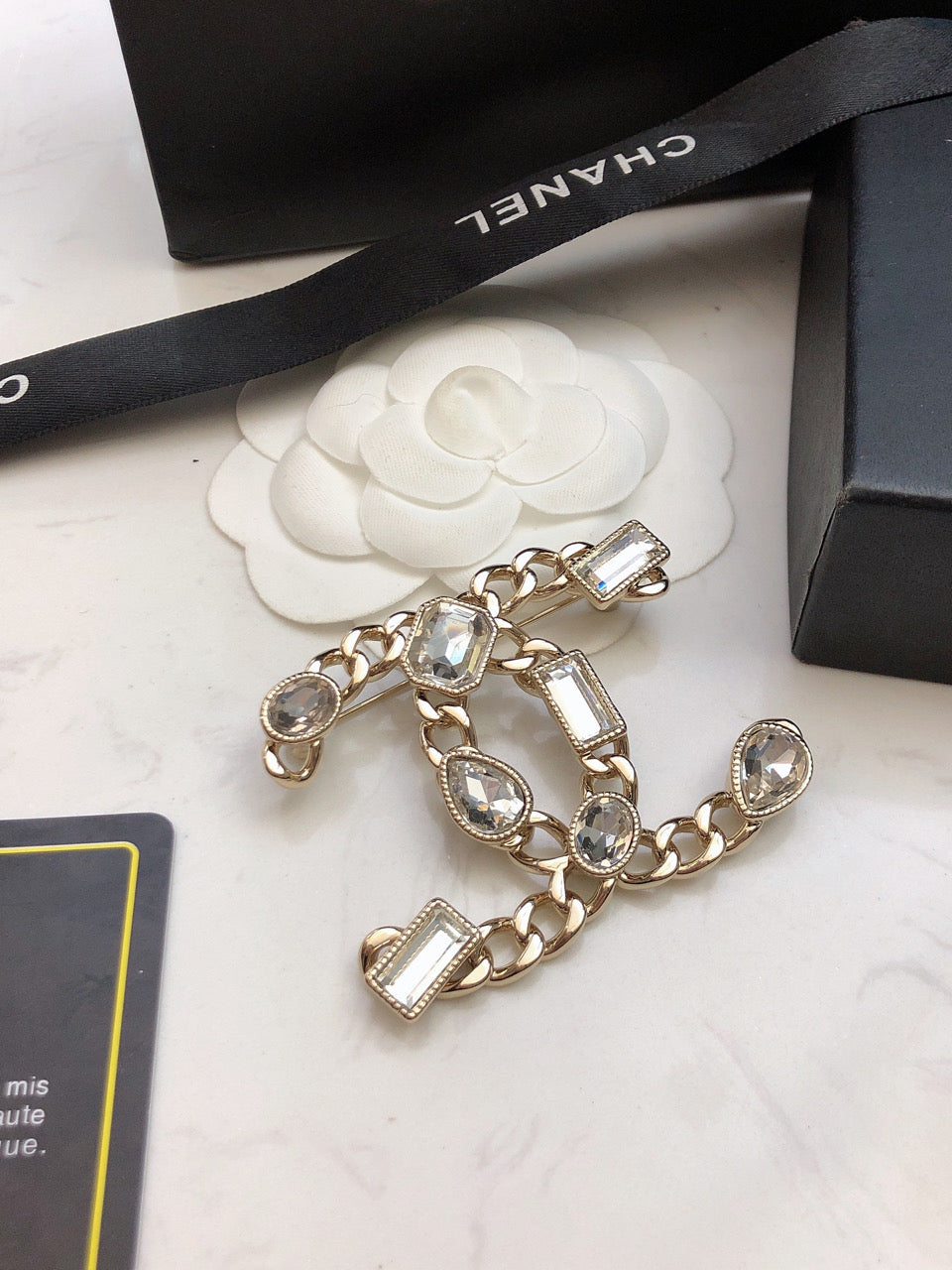 18K  Chanel Crystals Strass Brooch