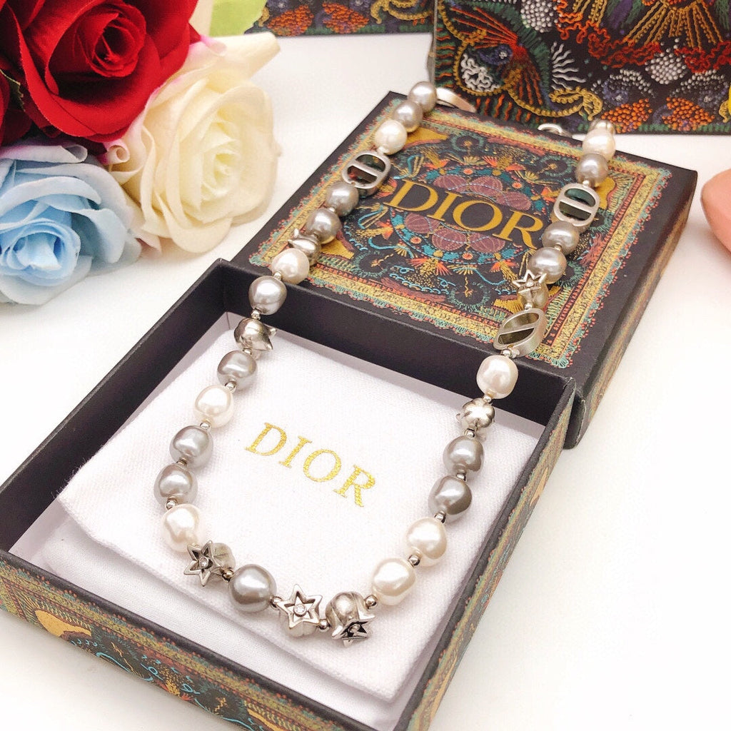 18K Dior Pearls And Stars Necklace