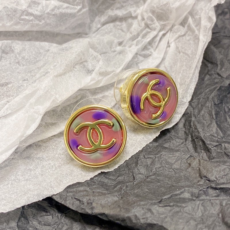 18K  Chanel Colorful Round Earrings