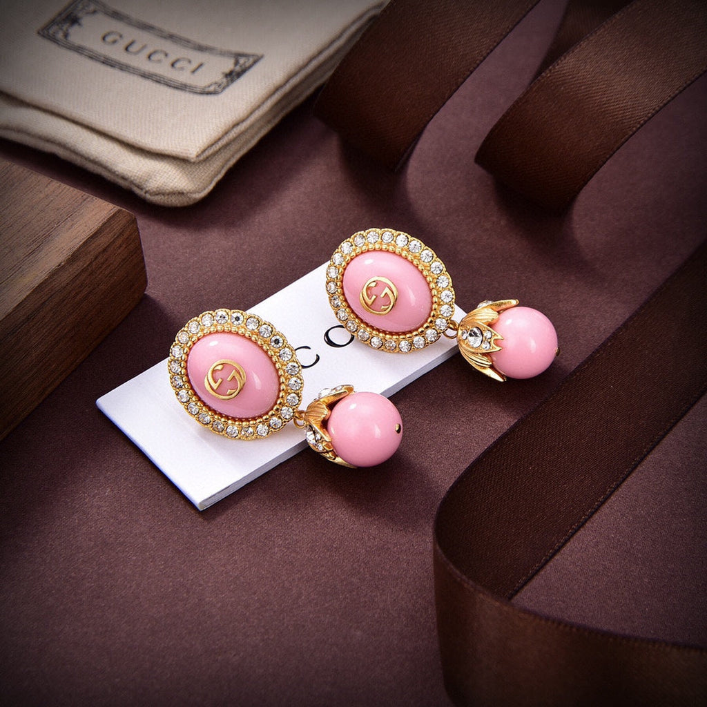 18K Double Gucci Pearl Earrings