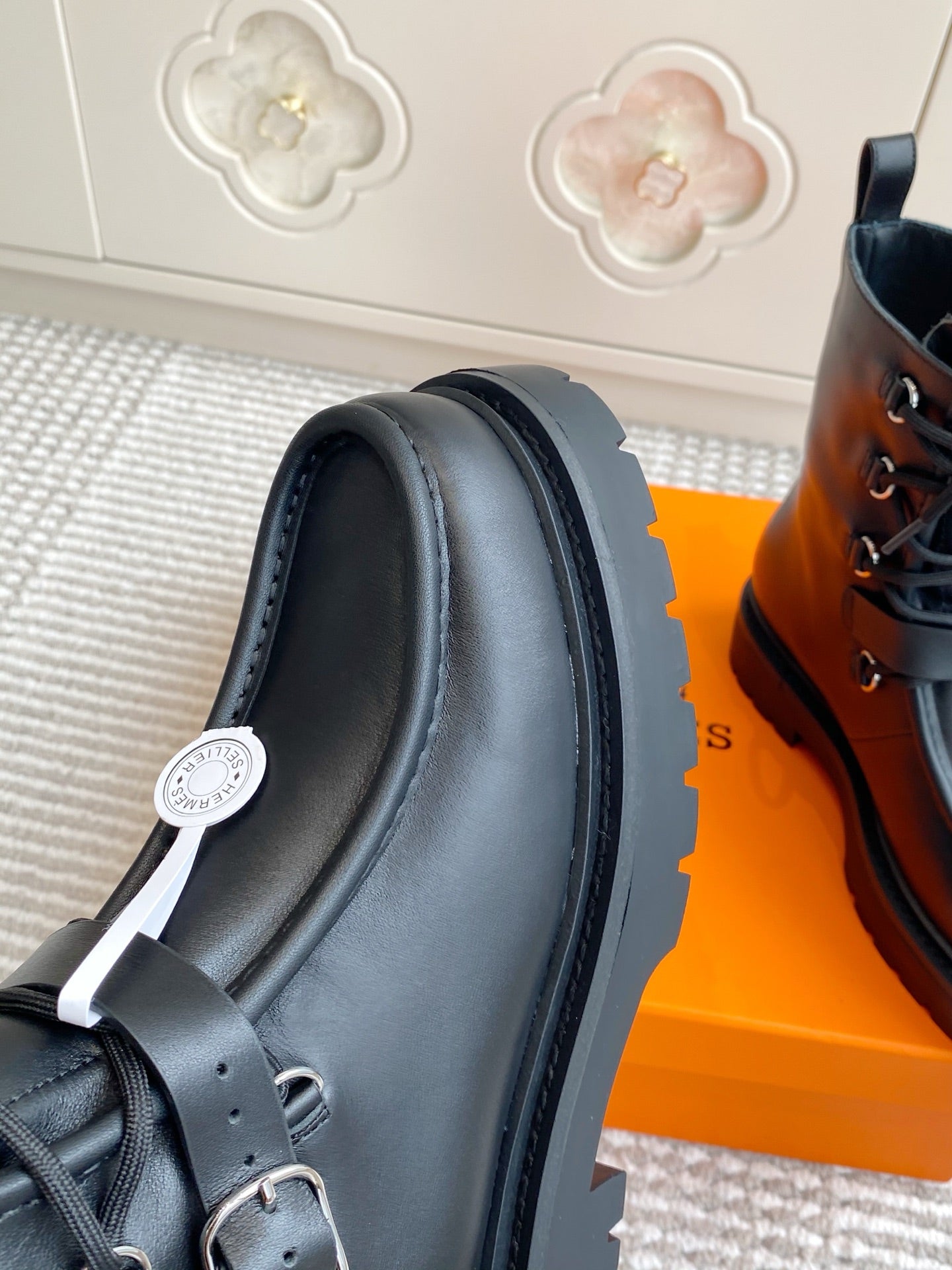 HERMES 25S ANKLE BOOTS IN BLACK LAMBSKIN