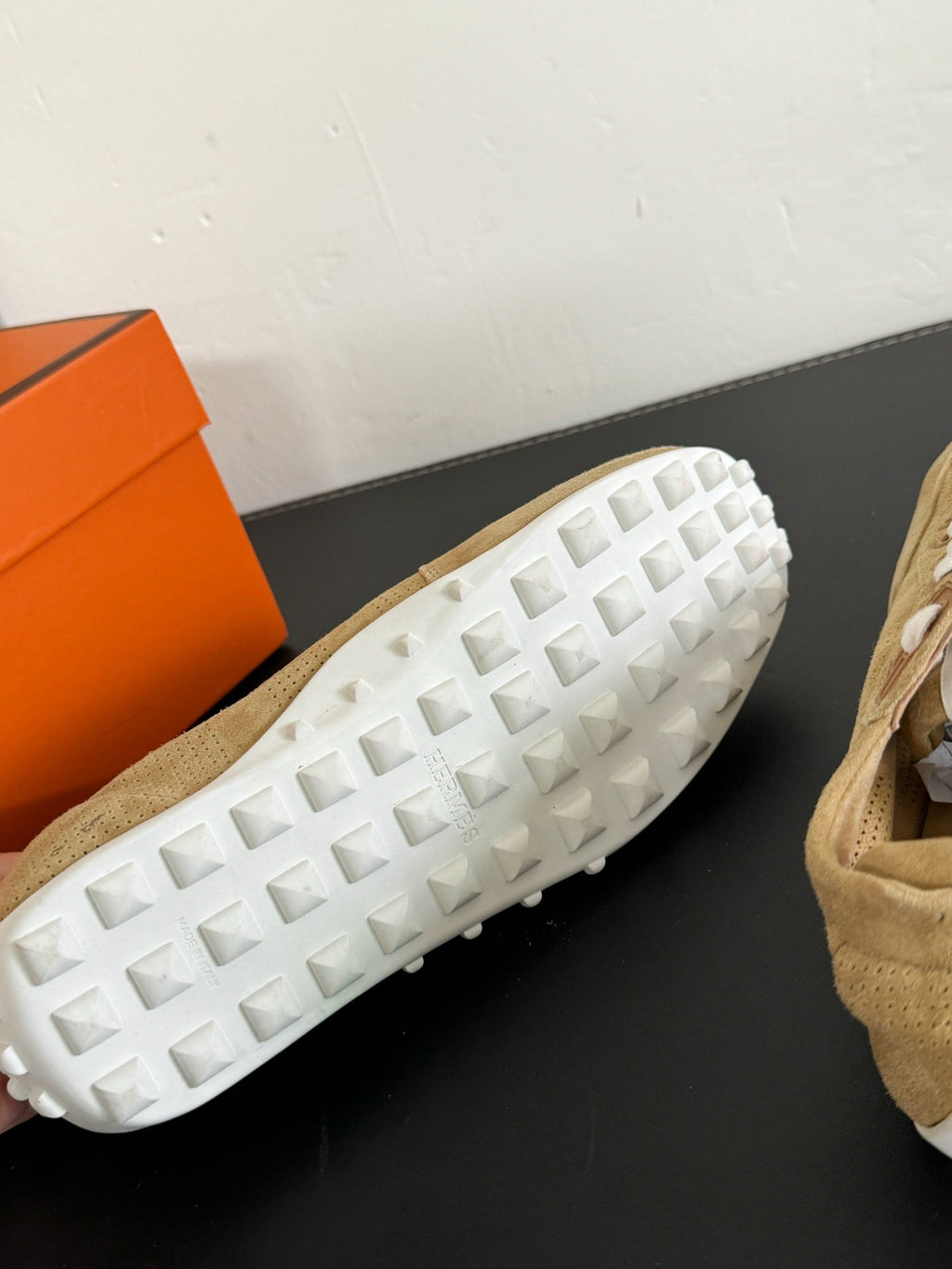HERMES SKATEBOARD SHOES COPPER COLOR SUEDE