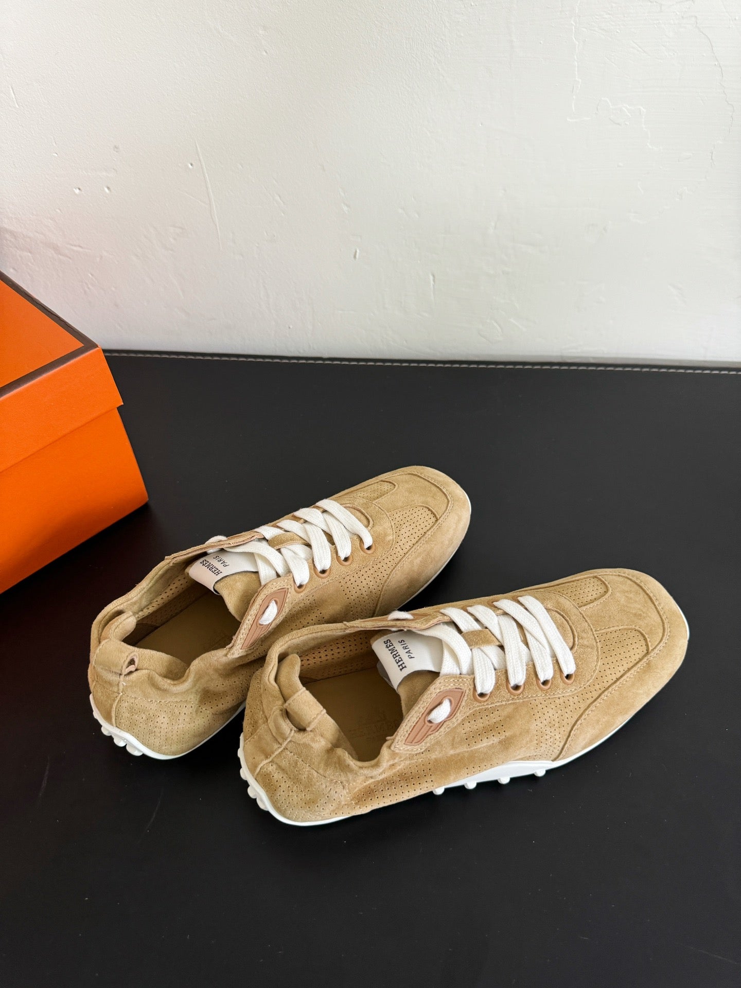 HERMES SKATEBOARD SHOES COPPER COLOR SUEDE