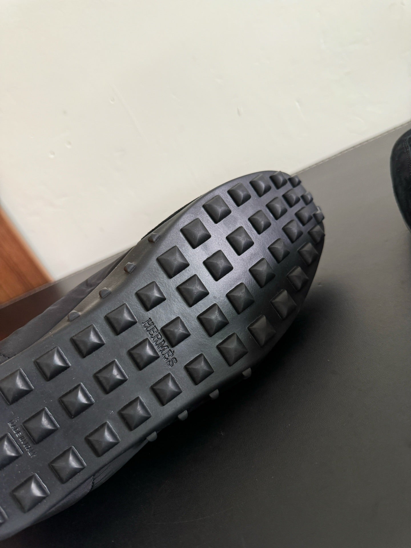 HERMES SKATEBOARD SHOES BLACK SUEDE