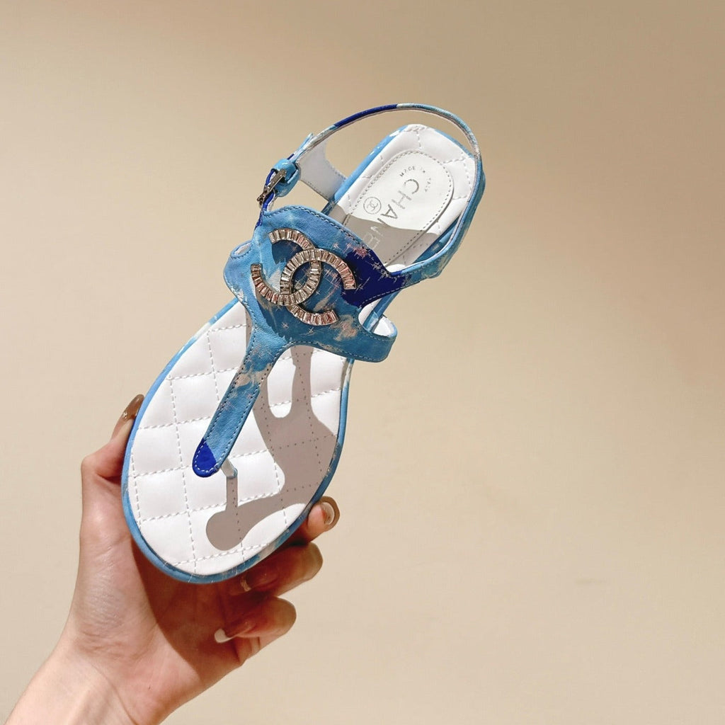 CHANEL Velvet sandal blue
