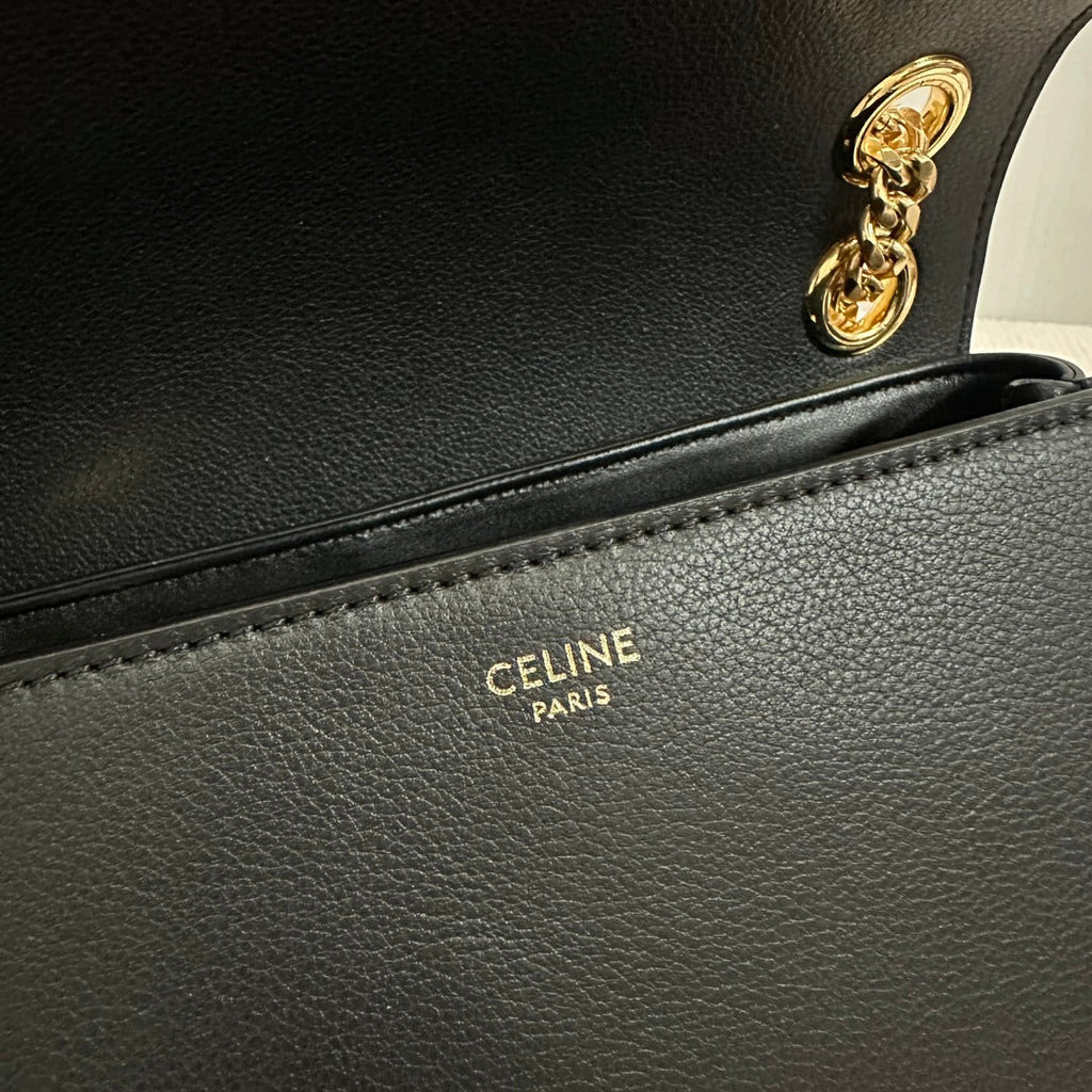 CELINE MEDIUM VICTOIRE BAG 25 IN BLACK SUPPLE CALFSKIN GOLD HARDWARE