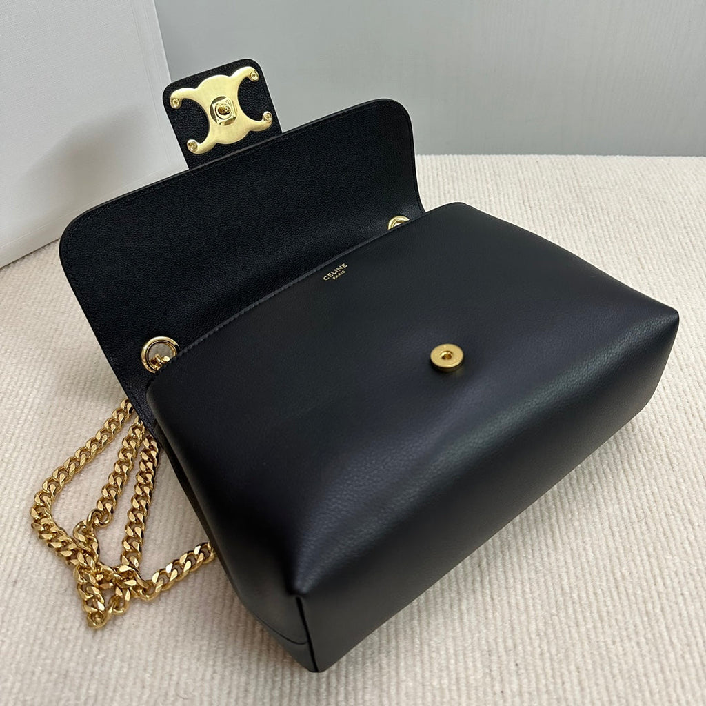 CELINE MEDIUM VICTOIRE BAG 25 IN BLACK SUPPLE CALFSKIN GOLD HARDWARE