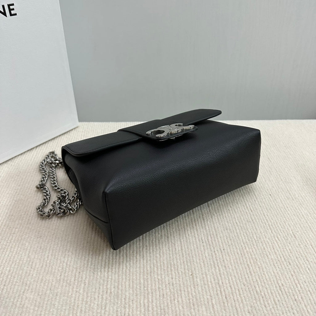 CELINE MEDIUM VICTOIRE BAG 25 IN BLACK SUPPLE CALFSKIN SILVER HARDWARE