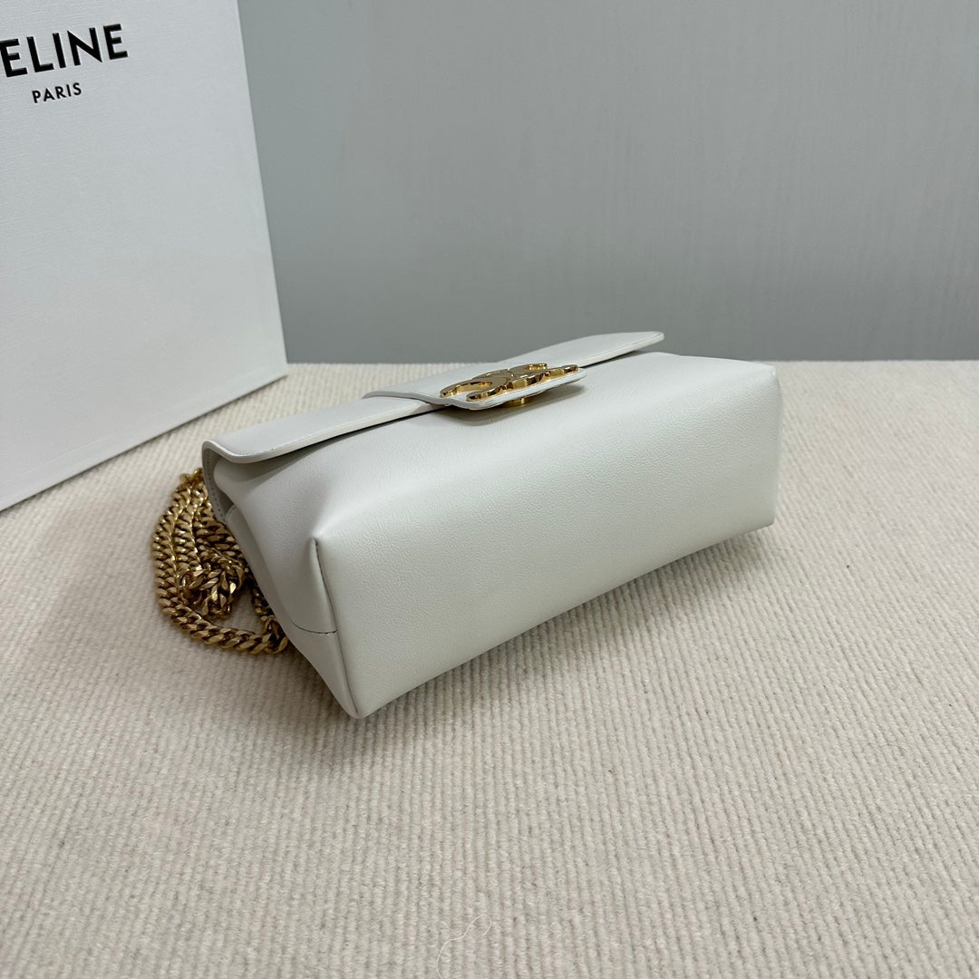 CELINE MEDIUM VICTOIRE BAG 25 IN WHITE SUPPLE CALFSKIN GOLD HARDWARE