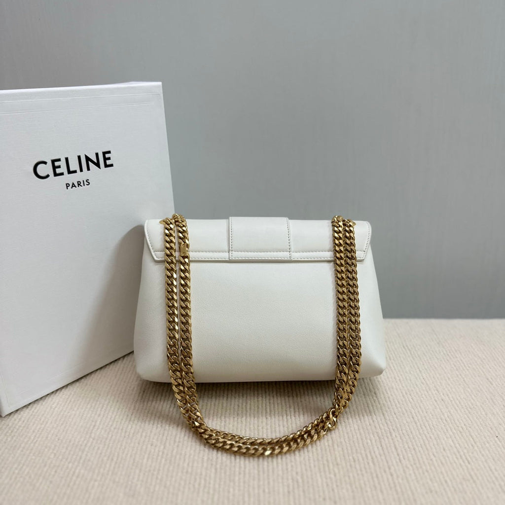 CELINE MEDIUM VICTOIRE BAG 25 IN WHITE SUPPLE CALFSKIN GOLD HARDWARE