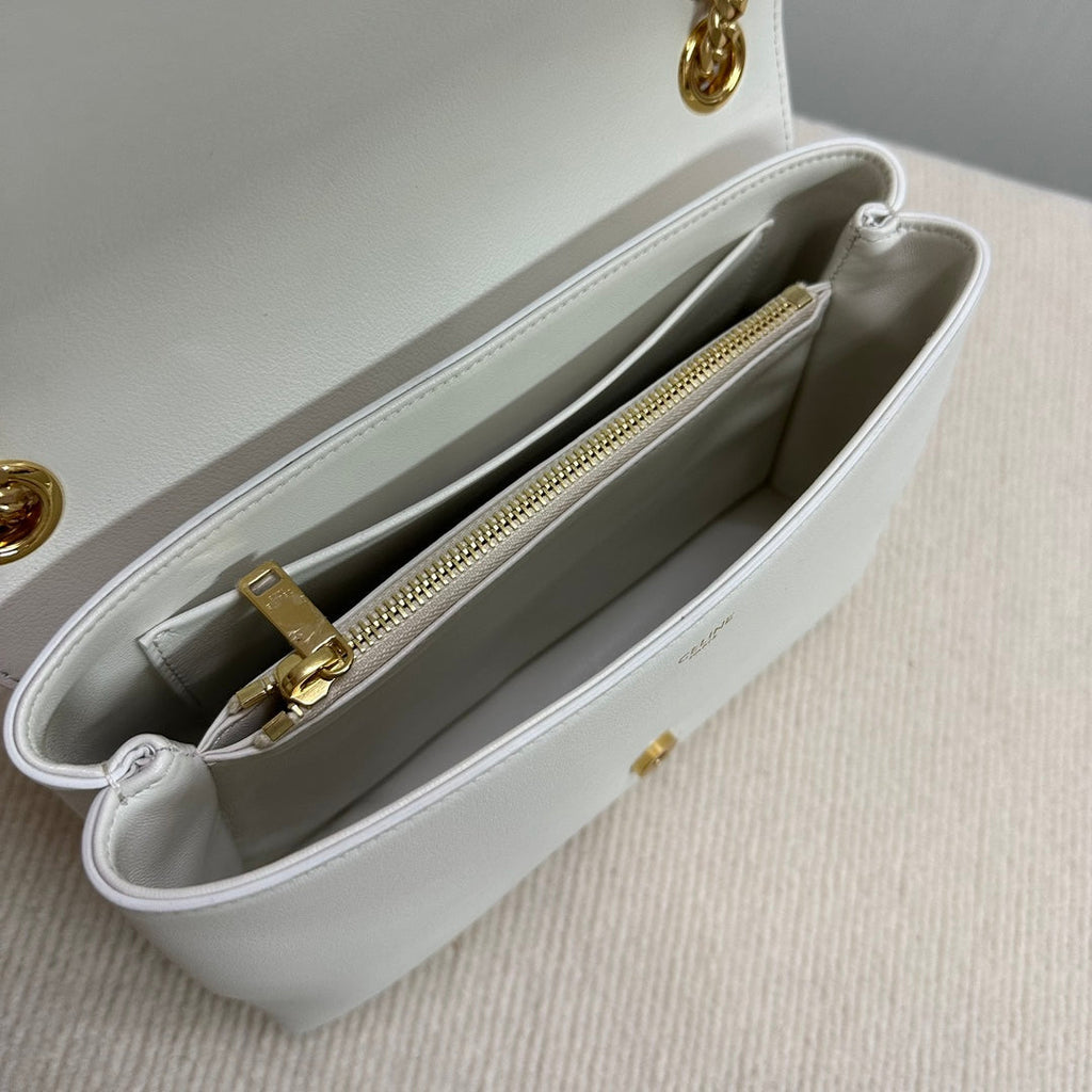 CELINE MEDIUM VICTOIRE BAG 25 IN WHITE SUPPLE CALFSKIN GOLD HARDWARE