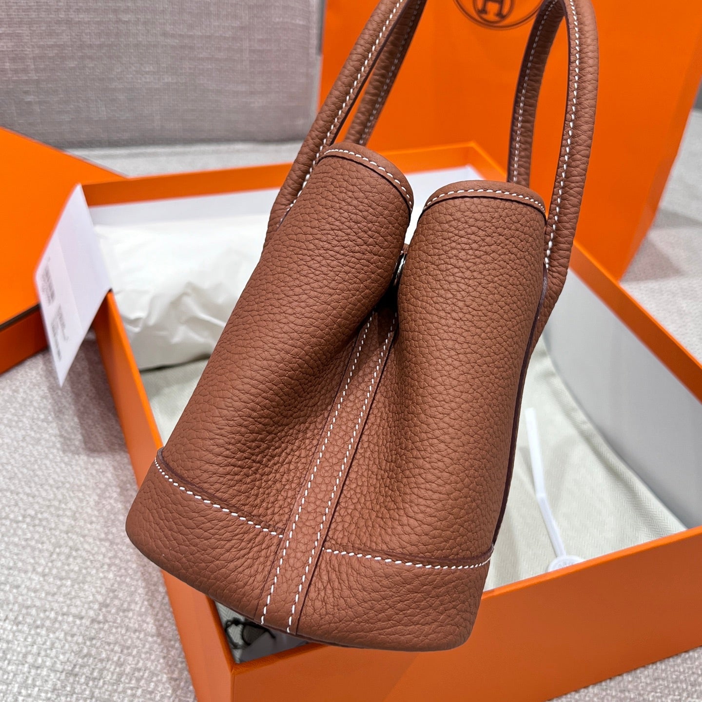 HERMES GARDEN PARTY 23CM IN UMBER BROWN CALFSKIN