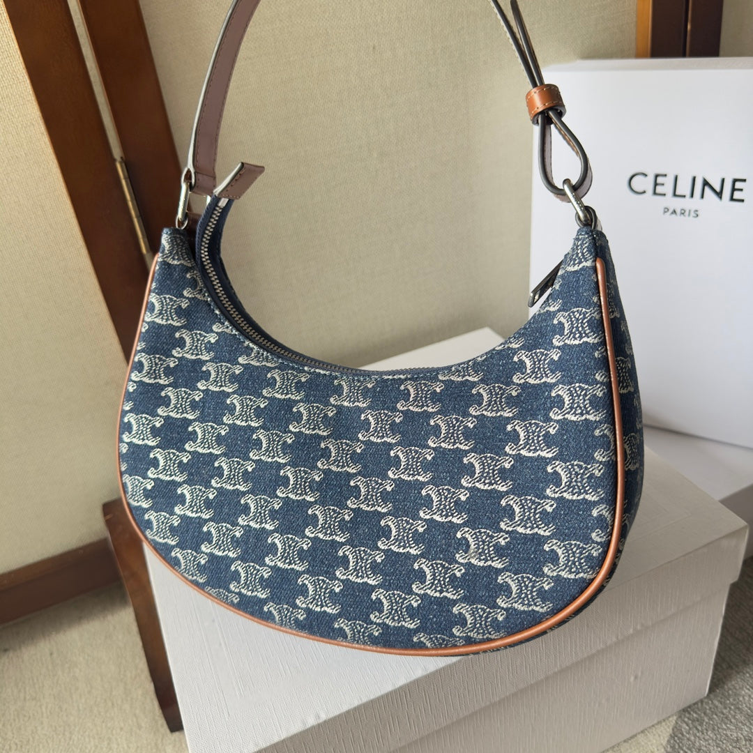 CELINE AVA BAG 24 IN BAYOUX BLUE TRIOMPHE DENIM