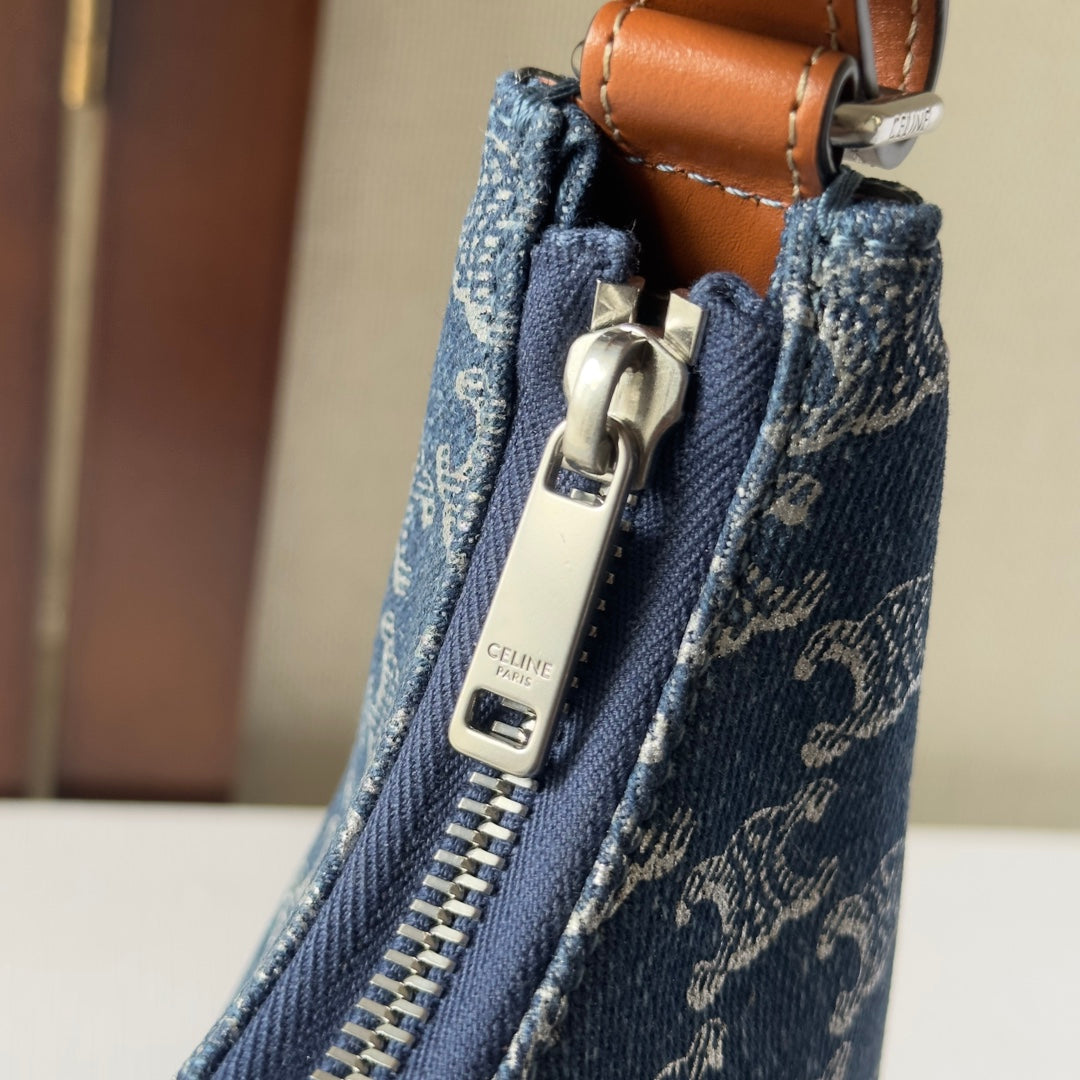 CELINE AVA BAG 24 IN BAYOUX BLUE TRIOMPHE DENIM
