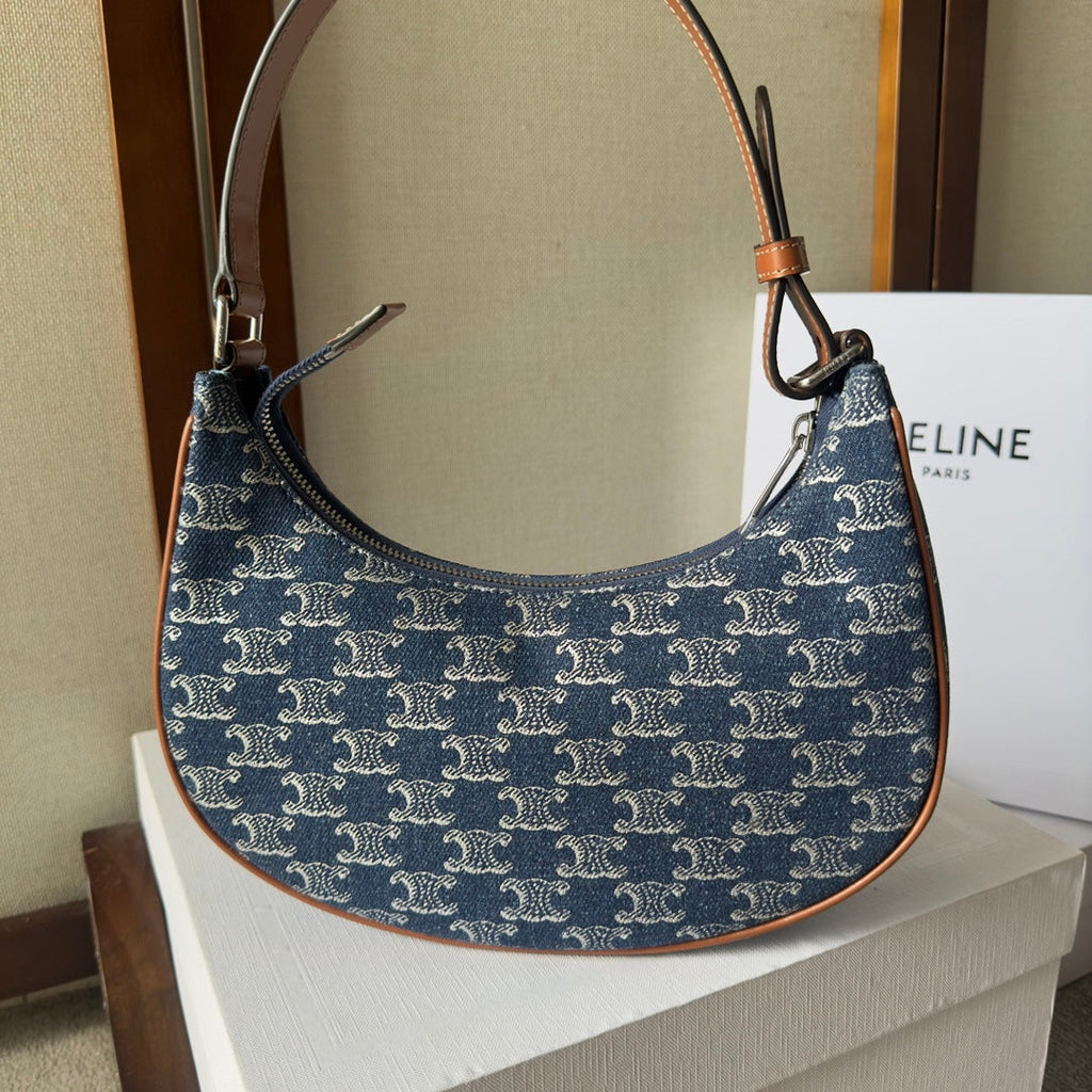 CELINE AVA BAG 24 IN BAYOUX BLUE TRIOMPHE DENIM