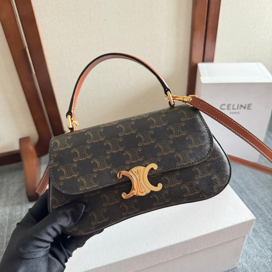 CELINE TEEN LOLA 20 IN BLACK TRIOMPHE CANVAS GOLD HARDWARE