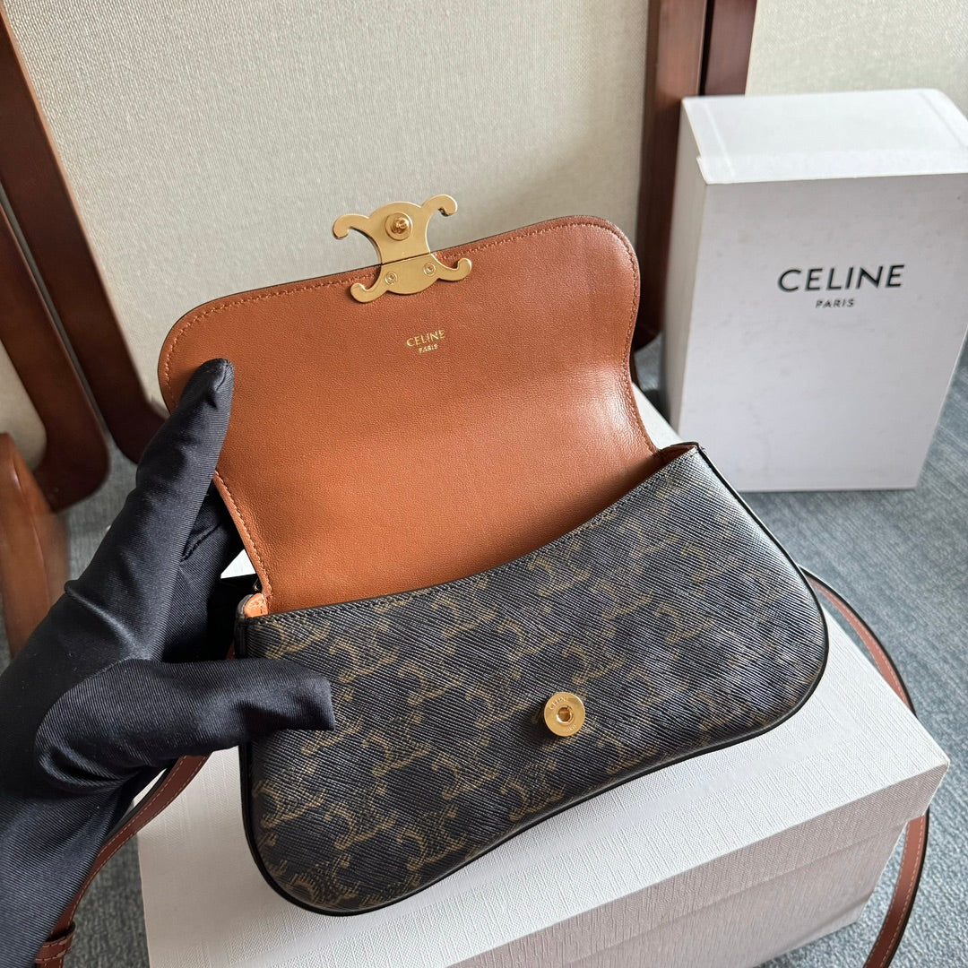 CELINE TEEN LOLA 20 IN BLACK TRIOMPHE CANVAS GOLD HARDWARE