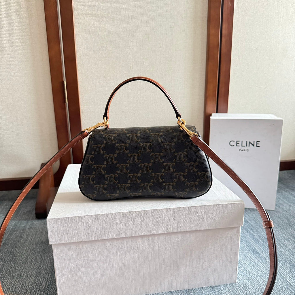 CELINE TEEN LOLA 20 IN BLACK TRIOMPHE CANVAS GOLD HARDWARE