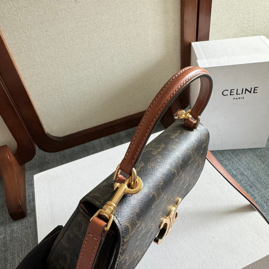 CELINE TEEN LOLA 20 IN BLACK TRIOMPHE CANVAS GOLD HARDWARE