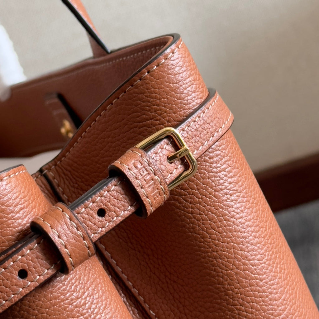CELINE SMALL CABAS ANAÏS CUIR TRIOMPHE 28 IN BRONZE ORANGE GRAINED CALFSKIN