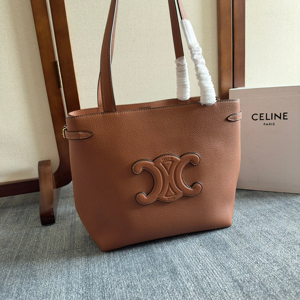 CELINE SMALL CABAS ANAÏS CUIR TRIOMPHE 28 IN BRONZE ORANGE GRAINED CALFSKIN