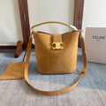CELINE MINI BUCKET LOUISE 25 CARAMEL BROWN IN NUBUCK