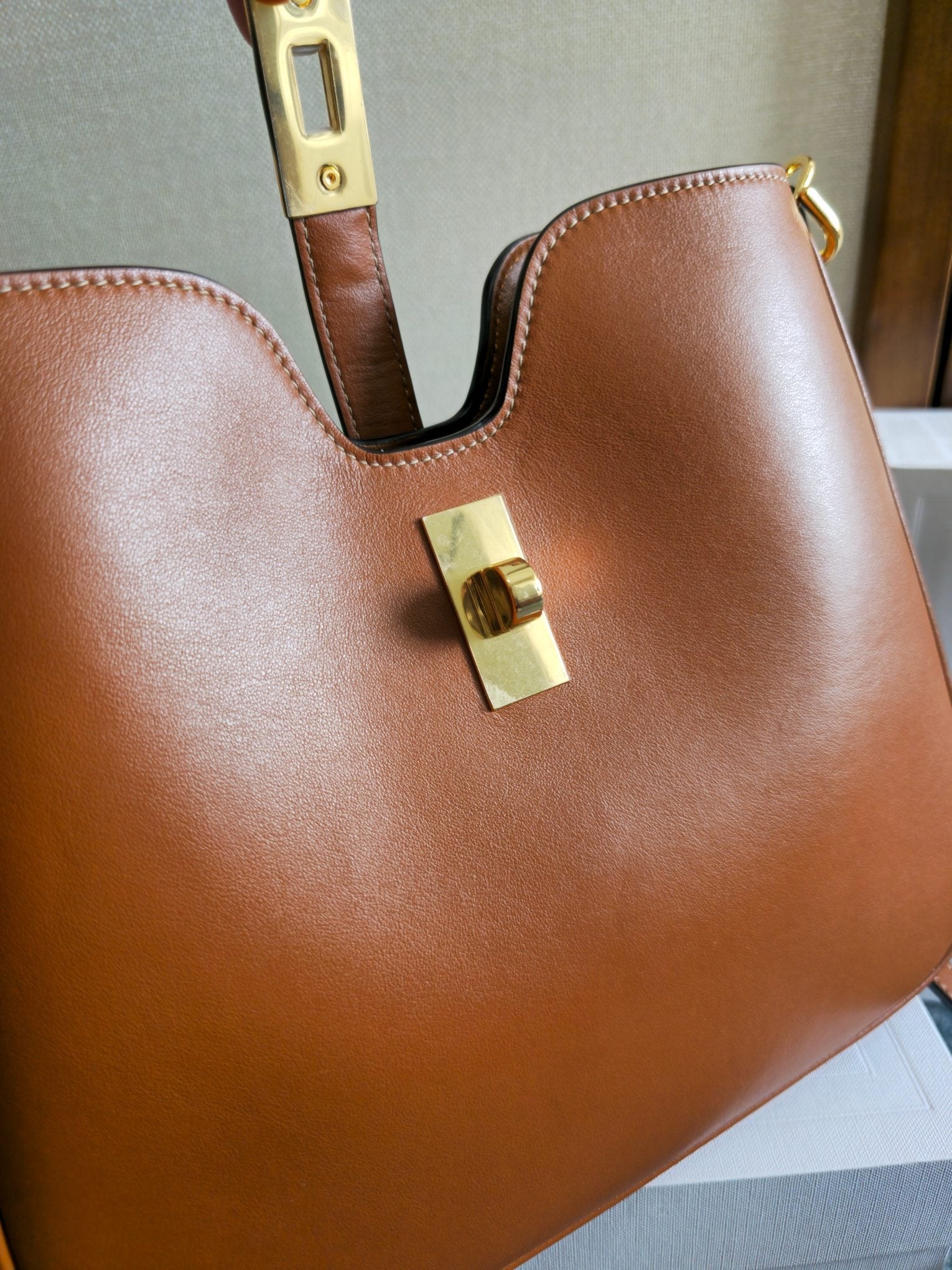 CELINE SMALL CAMILLE 16 SOFT BAG 24 IN BURNT SIENNA SMOOTH CALFSKIN