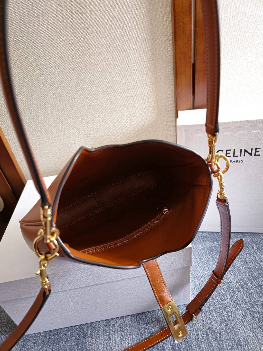 CELINE SMALL CAMILLE 16 SOFT BAG 24 IN BURNT SIENNA SMOOTH CALFSKIN