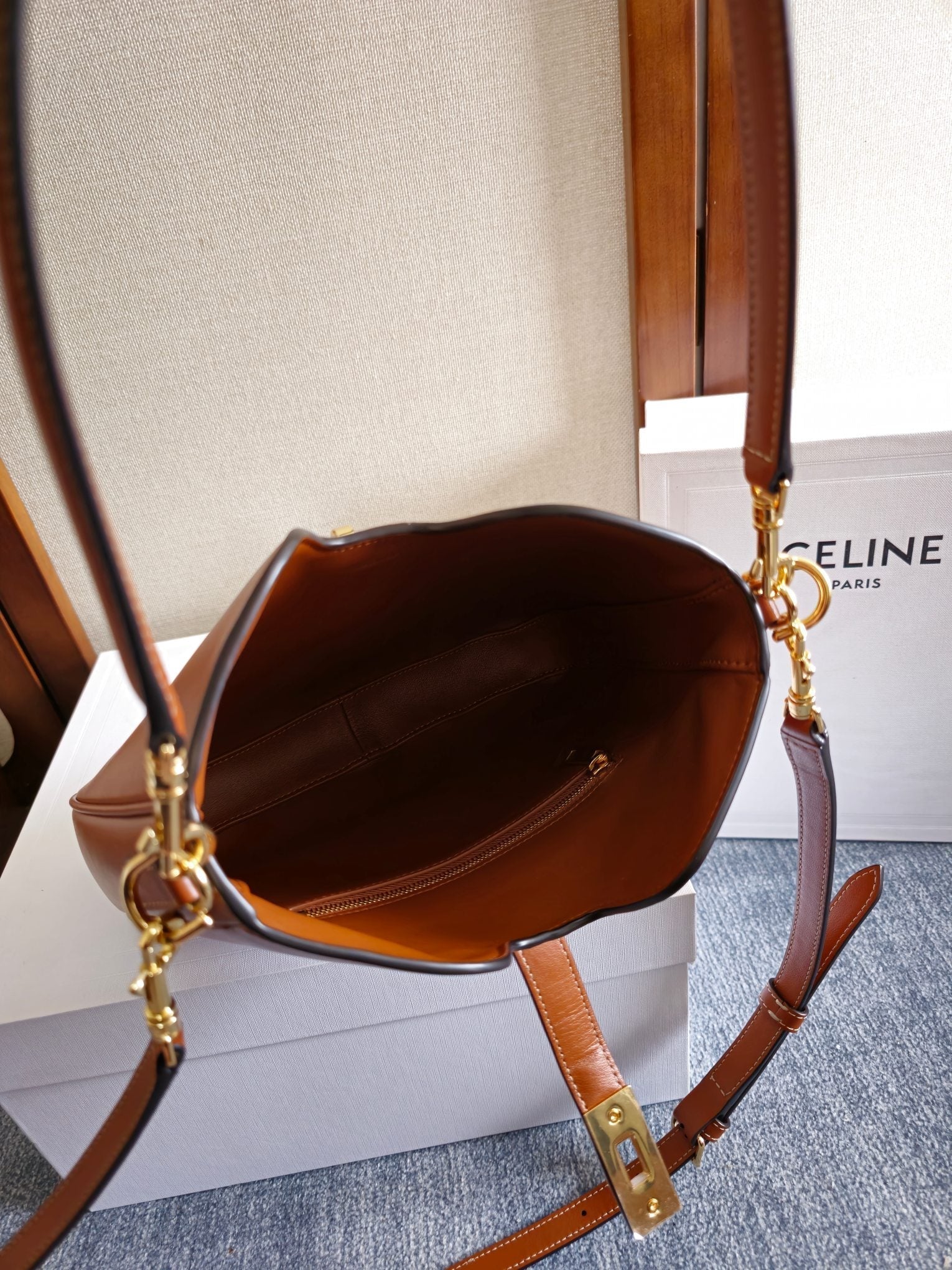 CELINE SMALL CAMILLE 16 SOFT BAG 24 IN BURNT SIENNA SMOOTH CALFSKIN