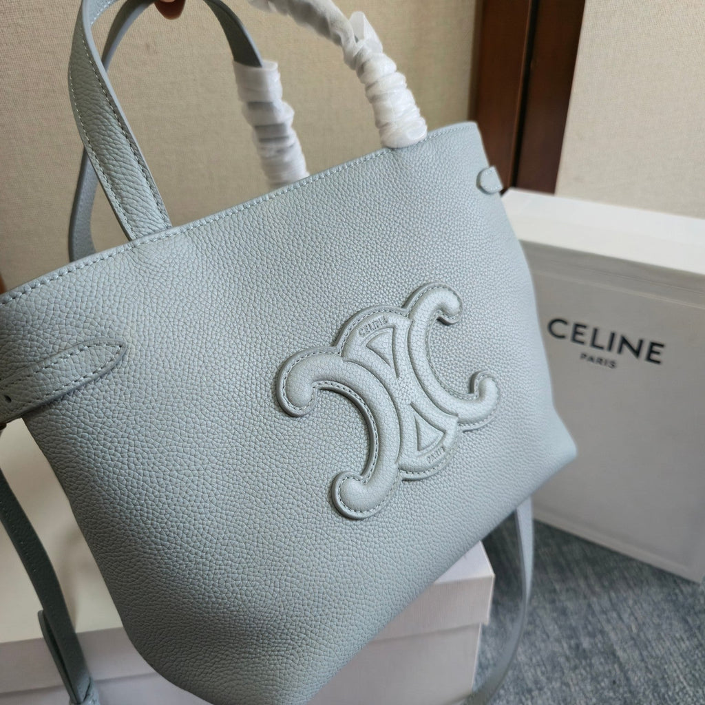 CELINE MINI CABAS ANAIS CUIR TRIOMPHE 20 IN BLUE GREY GRAINED CALFSKIN