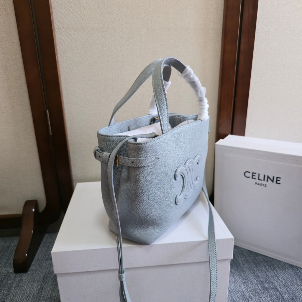 CELINE MINI CABAS ANAIS CUIR TRIOMPHE 20 IN BLUE GREY GRAINED CALFSKIN