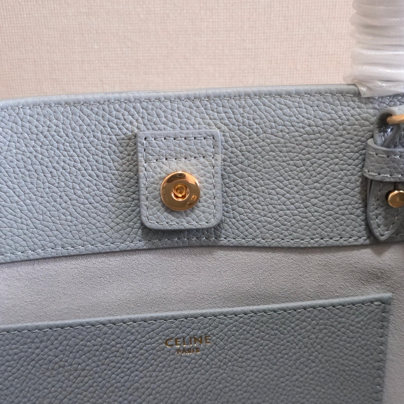 CELINE MINI CABAS ANAIS CUIR TRIOMPHE 20 IN BLUE GREY GRAINED CALFSKIN