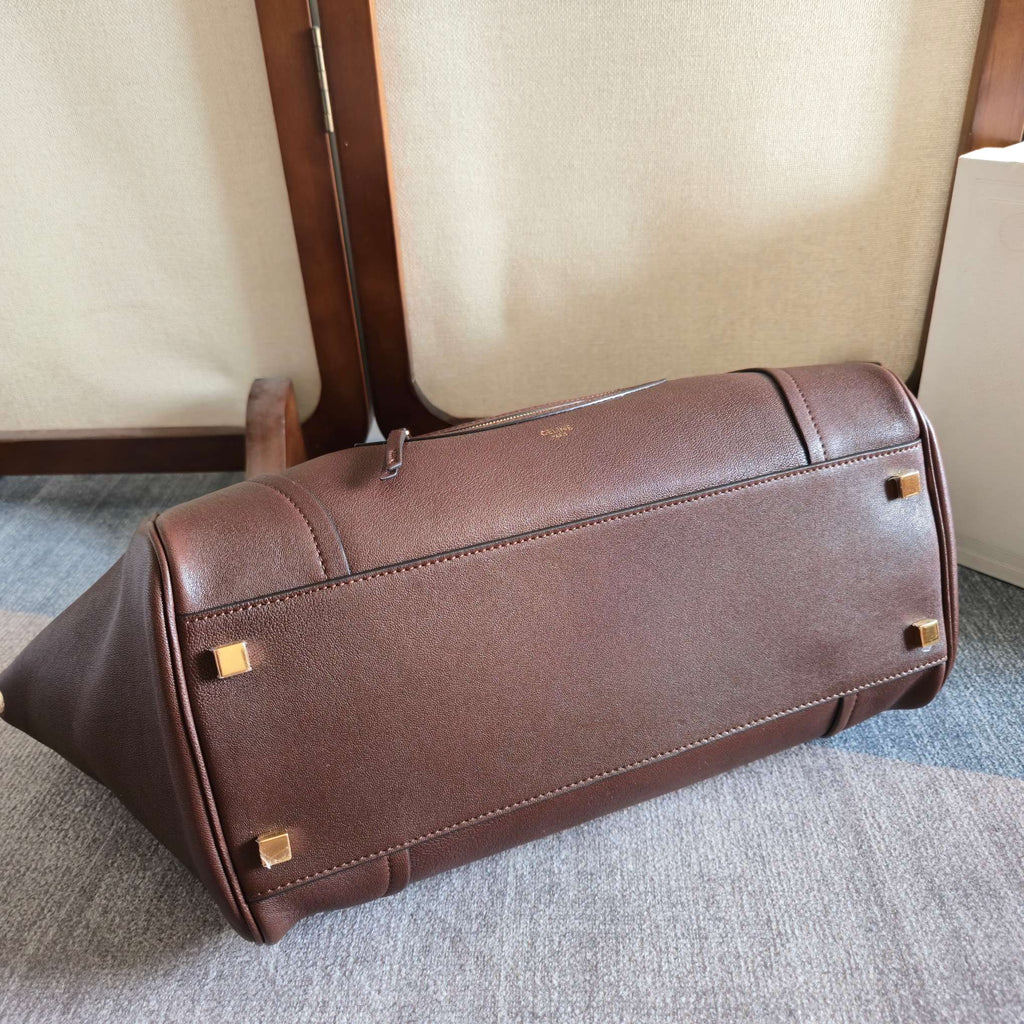 CELINE 25S MEDIUM SMILING NEW LUGGAGE 36MM IN SYRAH RED SUPPLE SHINY LAMBSKIN