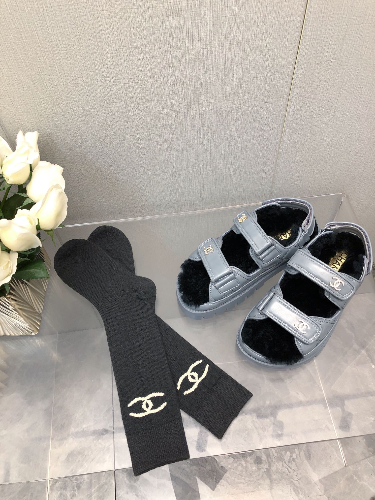 CHANEL DAD SANDAL SAPHIRE BLUE LAMBSKIN