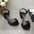 CHANEL BLOCK HEEL 5 CM SANDAL IN BLACK LAMBSKIN