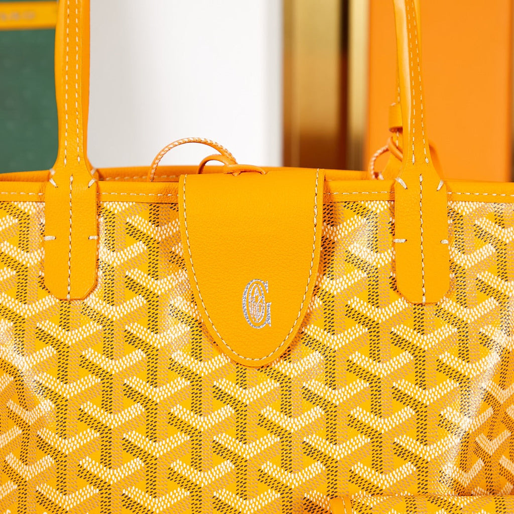 ANJOU MINI BAG 20 IN YELLOW GOYARDINE CANVAS AND CALFSKIN