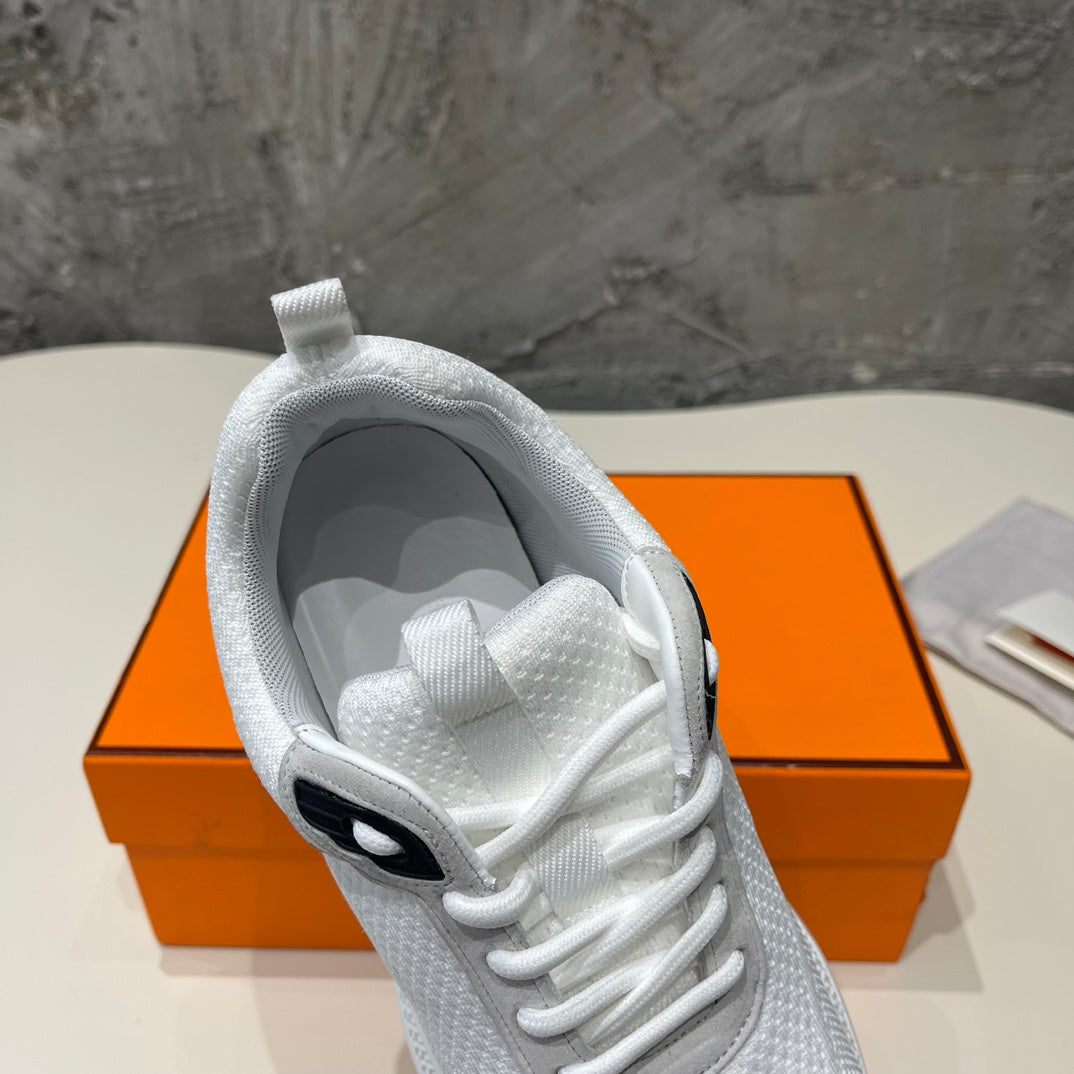 HERMES HEROS SNEAKERS WHITE MIX BLACK GOATSKIN