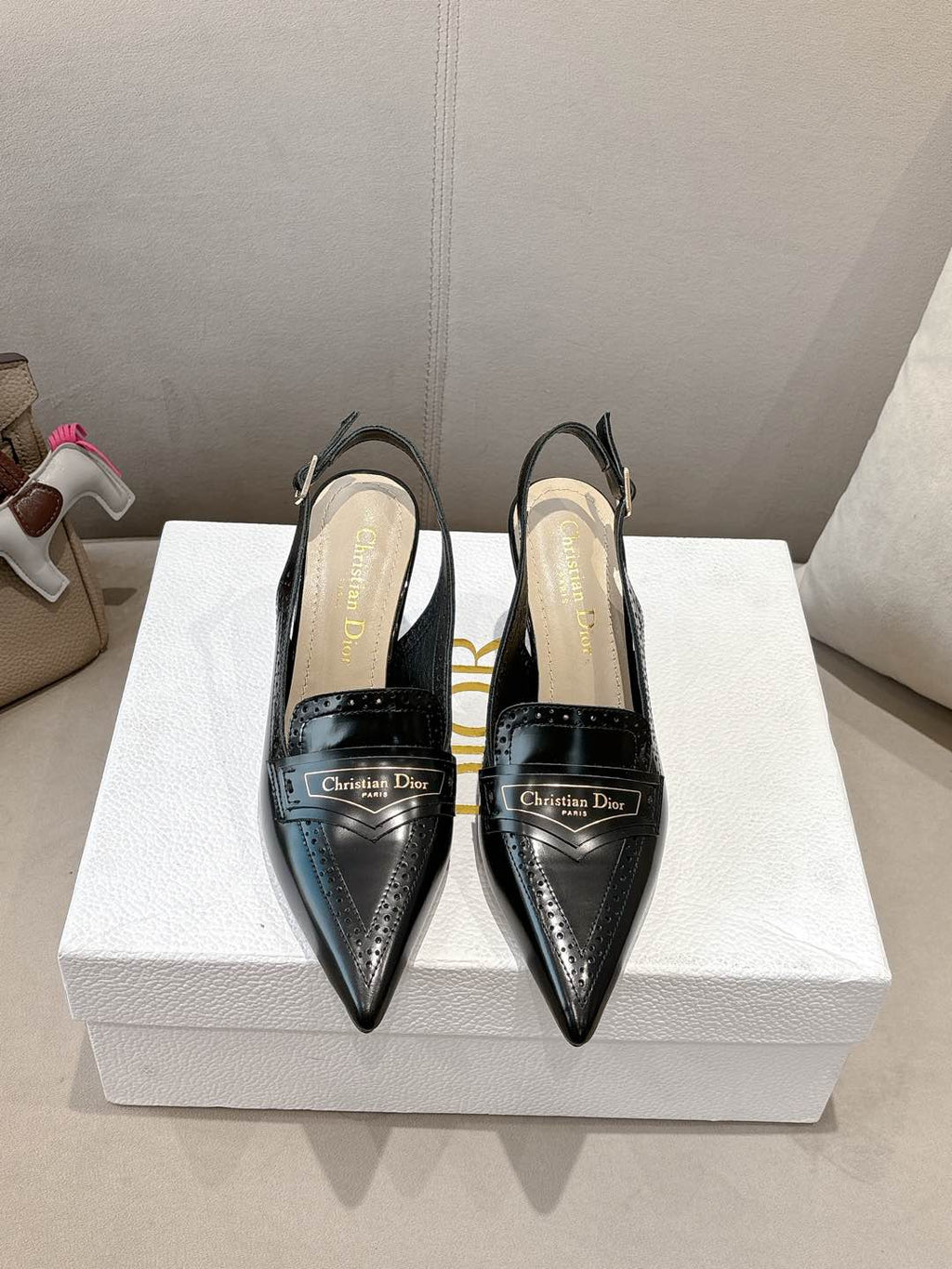 DIOR BOY SLINGBACK PUMP 75 MM IN BLACK CALFSKIN