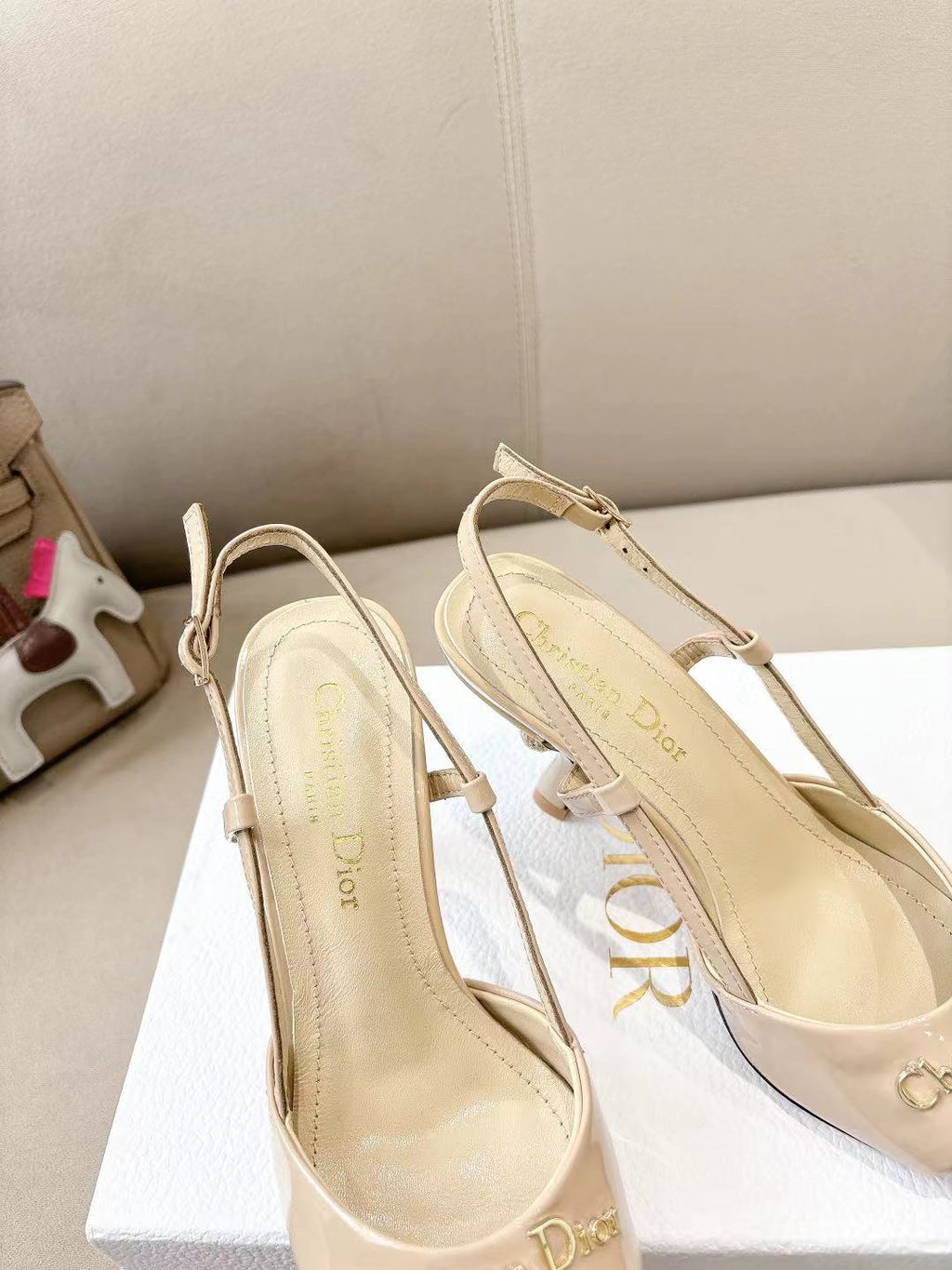DIOR MY DD SLINGBACK PUMP 85MM IN BEIGE CALFSKIN